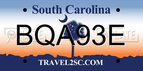 BQA93E South Carolina License Plate