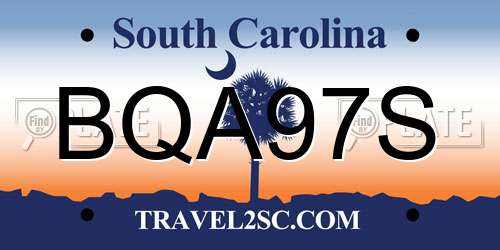 BQA97S South Carolina License Plate
