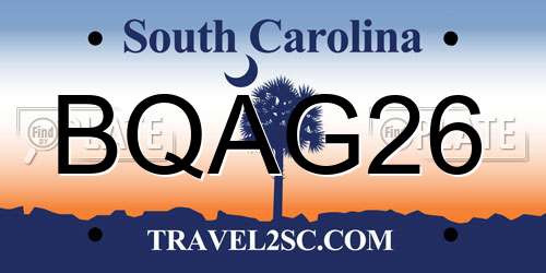 BQAG26 South Carolina License Plate
