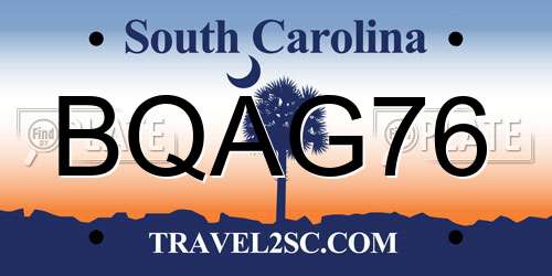 BQAG76 South Carolina License Plate