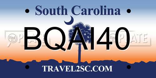 BQAI40 South Carolina License Plate