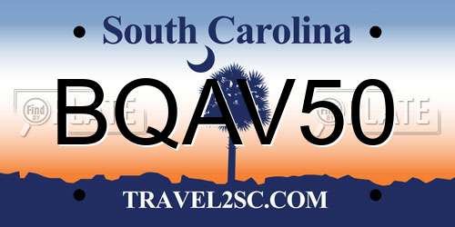 BQAV50 South Carolina License Plate