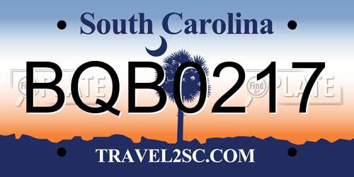 BQB0217 South Carolina License Plate