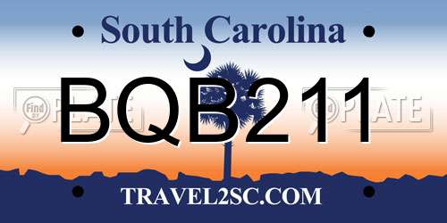 BQB211 South Carolina License Plate