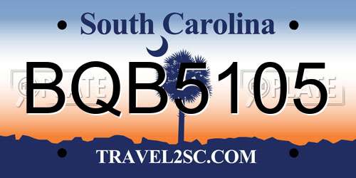 BQB5105 South Carolina License Plate