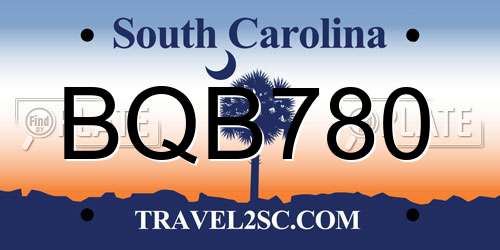 BQB780 South Carolina License Plate