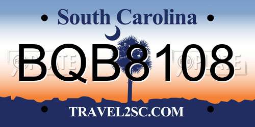 BQB8108 South Carolina License Plate