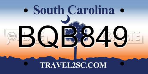 BQB849 South Carolina License Plate