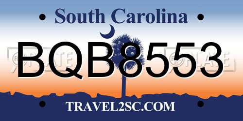 BQB8553 South Carolina License Plate