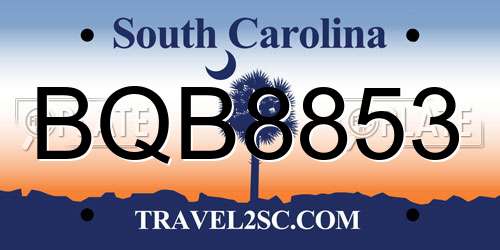BQB8853 South Carolina License Plate