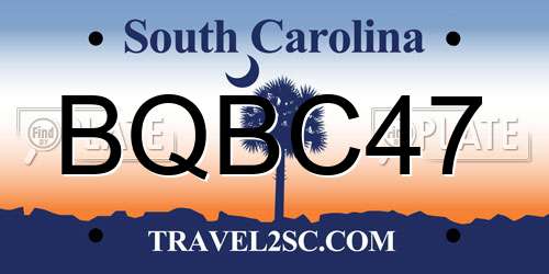 BQBC47 South Carolina License Plate