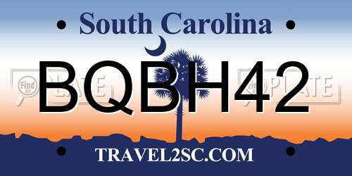 BQBH42 South Carolina License Plate