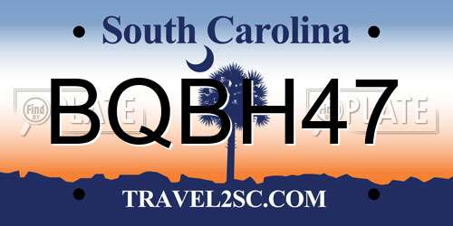 BQBH47 South Carolina License Plate