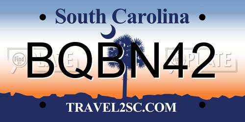 BQBN42 South Carolina License Plate
