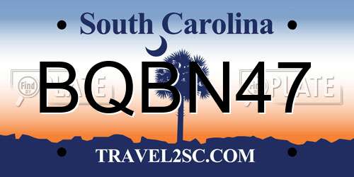 BQBN47 South Carolina License Plate