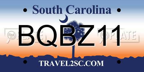 BQBZ11 South Carolina License Plate