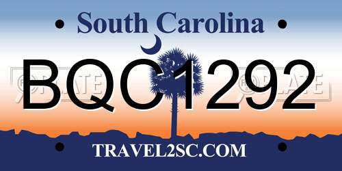 BQC1292 South Carolina License Plate