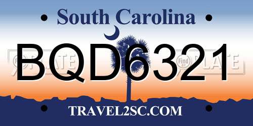 BQD6321 South Carolina License Plate