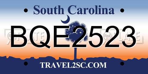 BQE2523 South Carolina License Plate