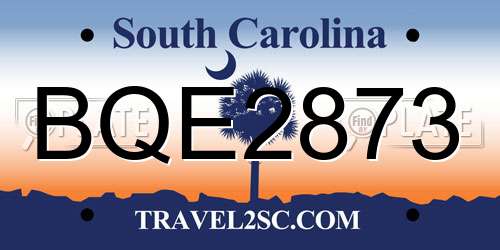 BQE2873 South Carolina License Plate