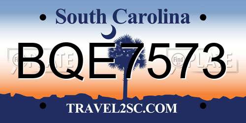 BQE7573 South Carolina License Plate