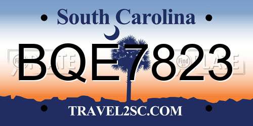 BQE7823 South Carolina License Plate