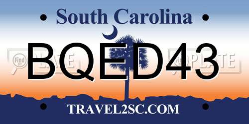 BQED43 South Carolina License Plate