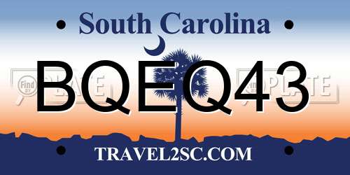 BQEQ43 South Carolina License Plate