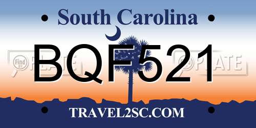 BQF521 South Carolina License Plate