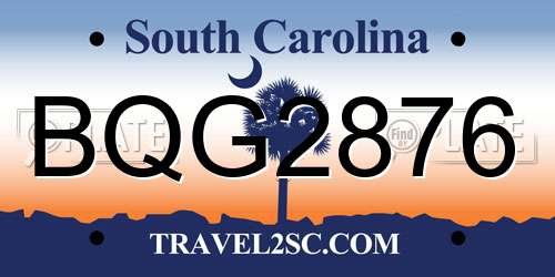 BQG2876 South Carolina License Plate
