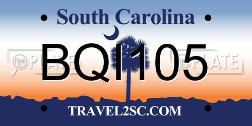 BQI105 South Carolina License Plate