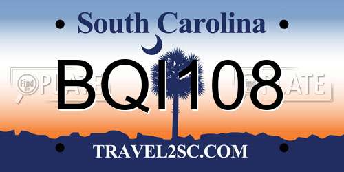 BQI108 South Carolina License Plate