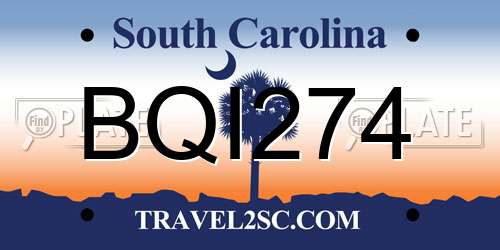 BQI274 South Carolina License Plate