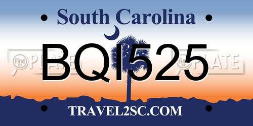 BQI525 South Carolina License Plate
