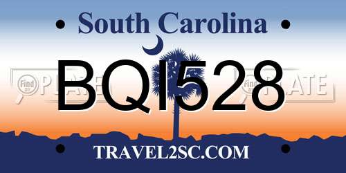 BQI528 South Carolina License Plate