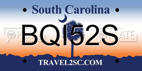BQI52S South Carolina License Plate
