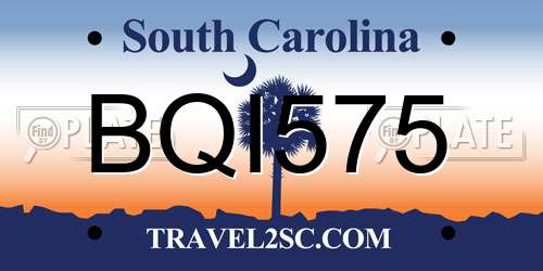 BQI575 South Carolina License Plate