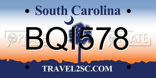 BQI578 South Carolina License Plate