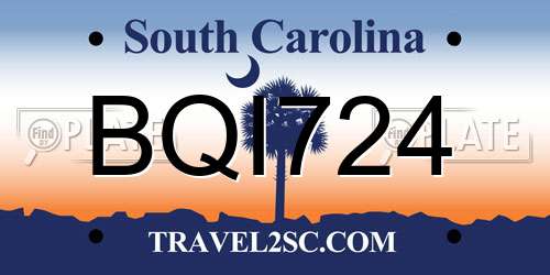 BQI724 South Carolina License Plate