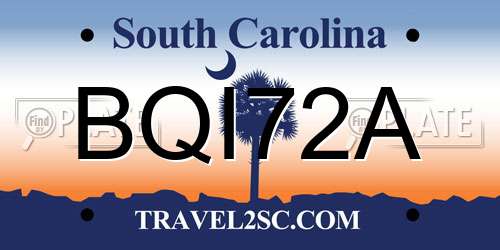 BQI72A South Carolina License Plate