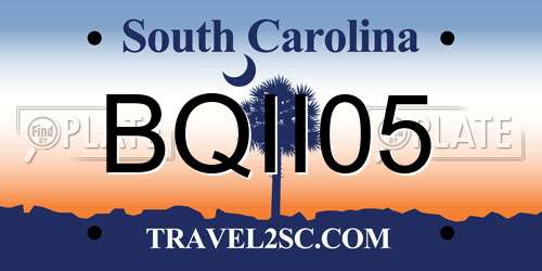 BQII05 South Carolina License Plate