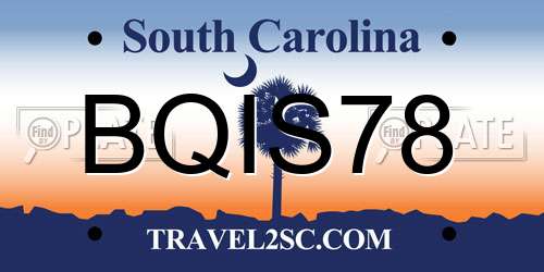 BQIS78 South Carolina License Plate