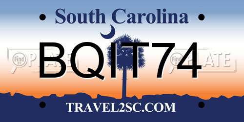 BQIT74 South Carolina License Plate