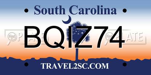 BQIZ74 South Carolina License Plate