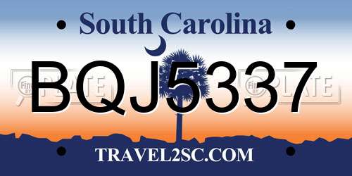 BQJ5337 South Carolina License Plate