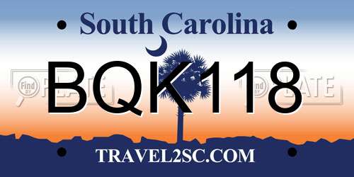 BQK118 South Carolina License Plate