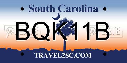 BQK11B South Carolina License Plate