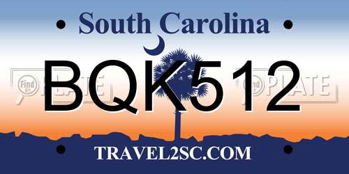 BQK512 South Carolina License Plate