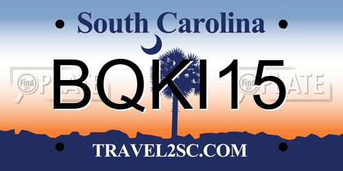 BQKI15 South Carolina License Plate