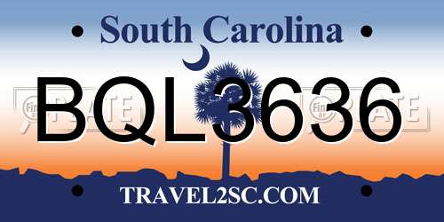BQL3636 South Carolina License Plate